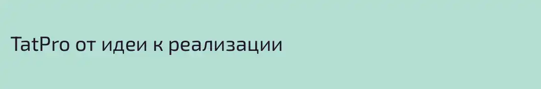 TatPro от идеи к реализации